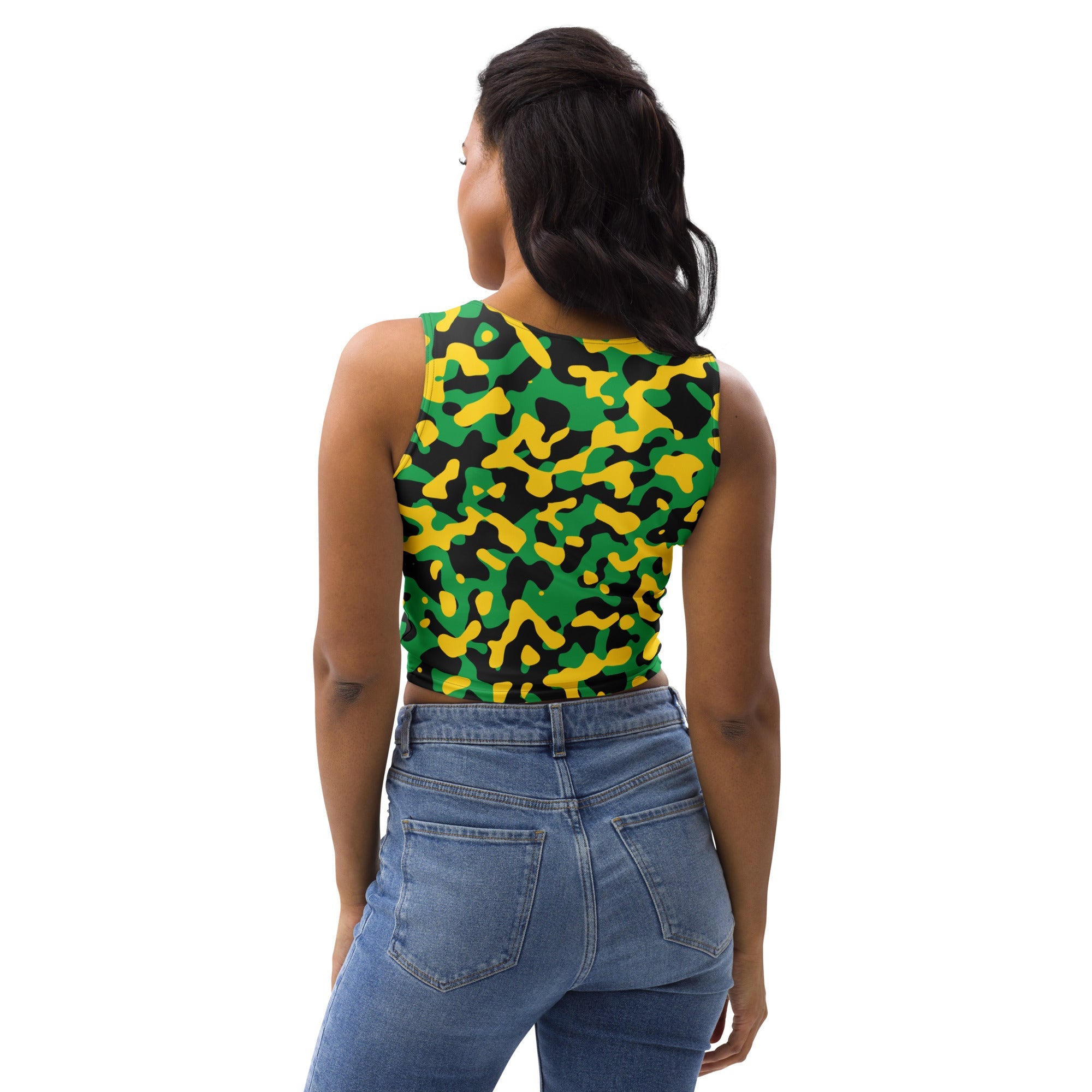 Jamaica Flag Camo Crop Top - Conscious Apparel Store