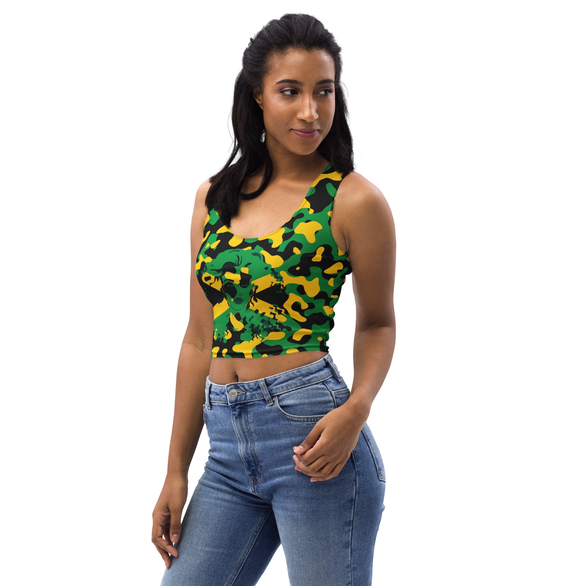 Jamaica Flag Camo Crop Top - Conscious Apparel Store