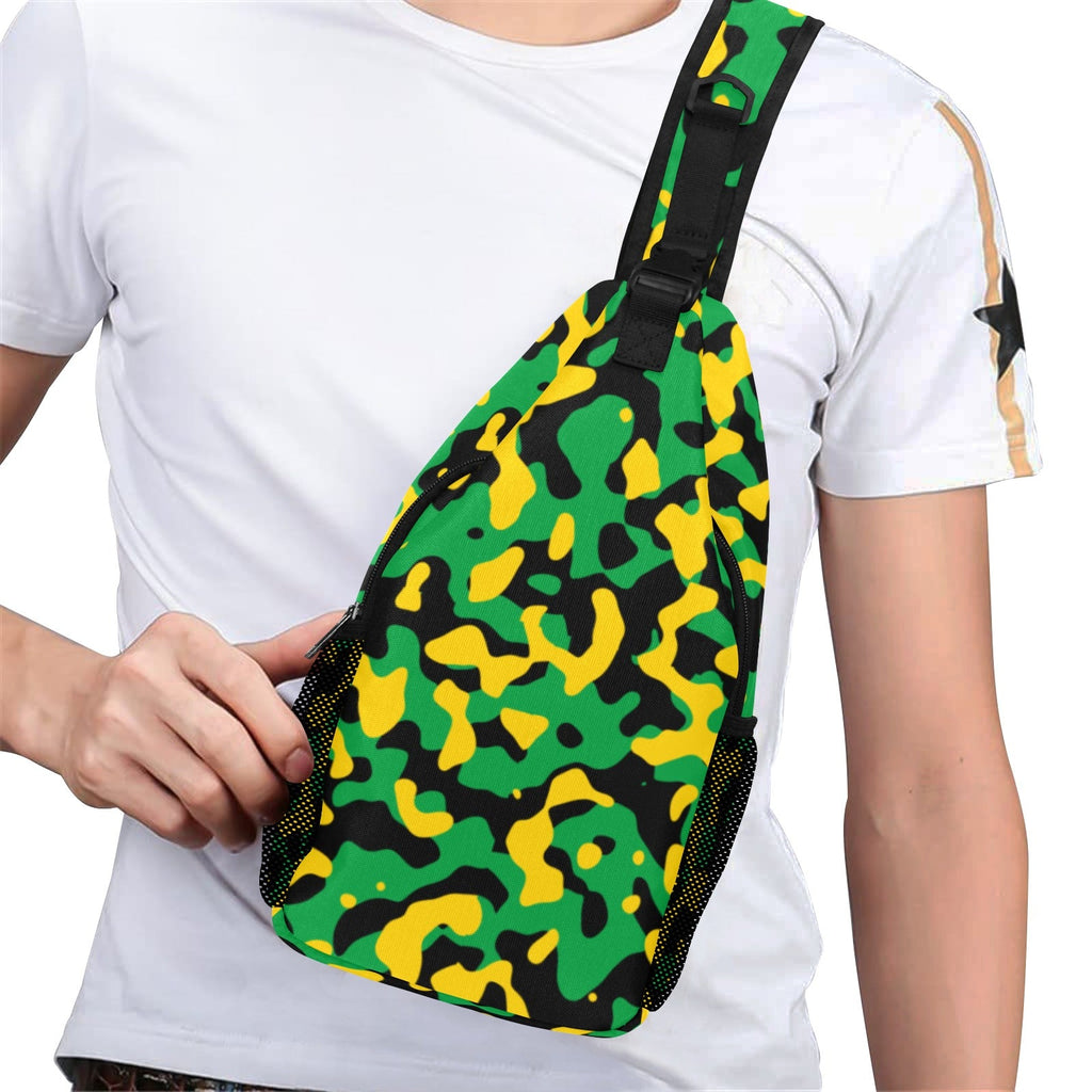 Jamaica Flag Camo Men's Casual Chest Bag - Conscious Apparel Store