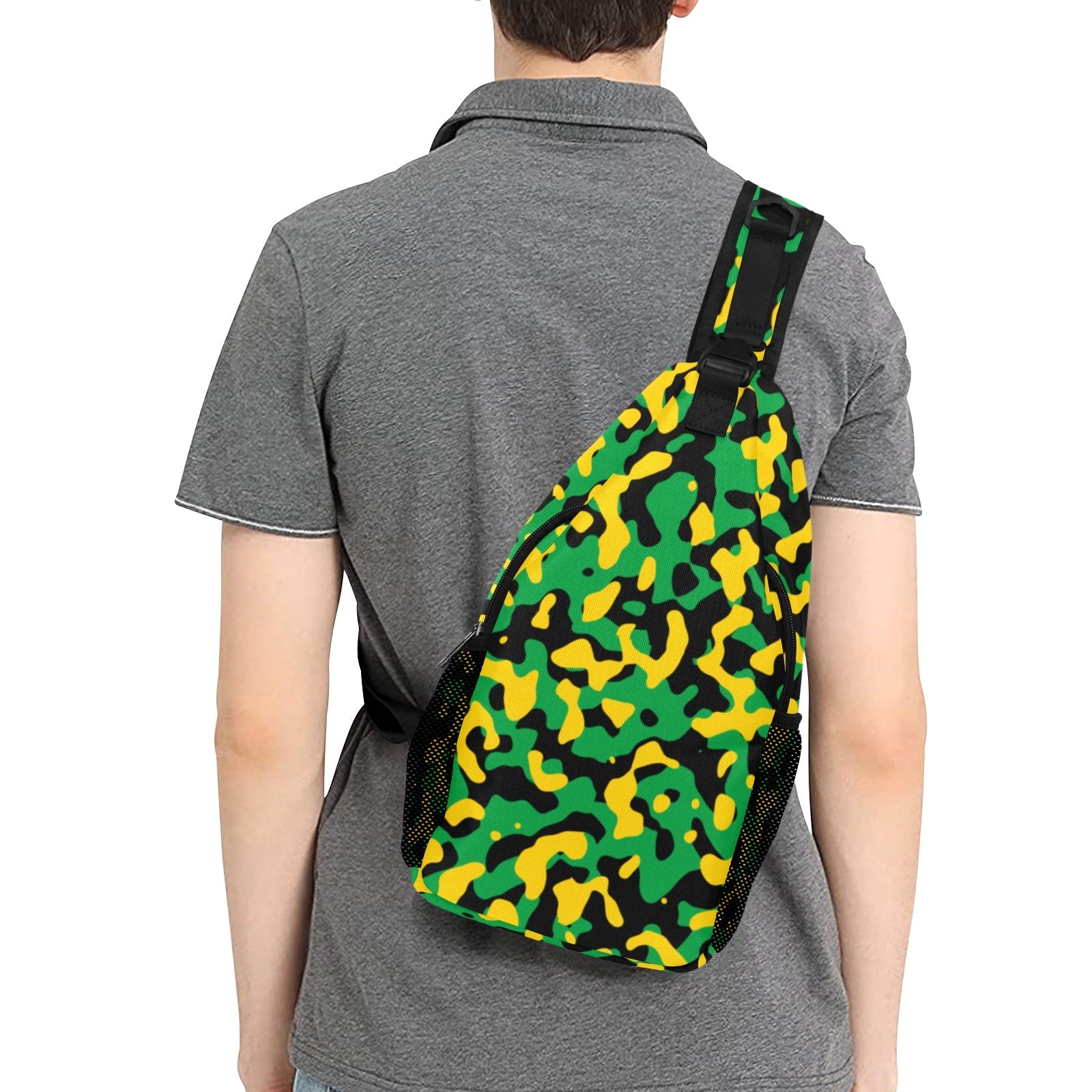 Jamaica Flag Camo Men's Casual Chest Bag - Conscious Apparel Store