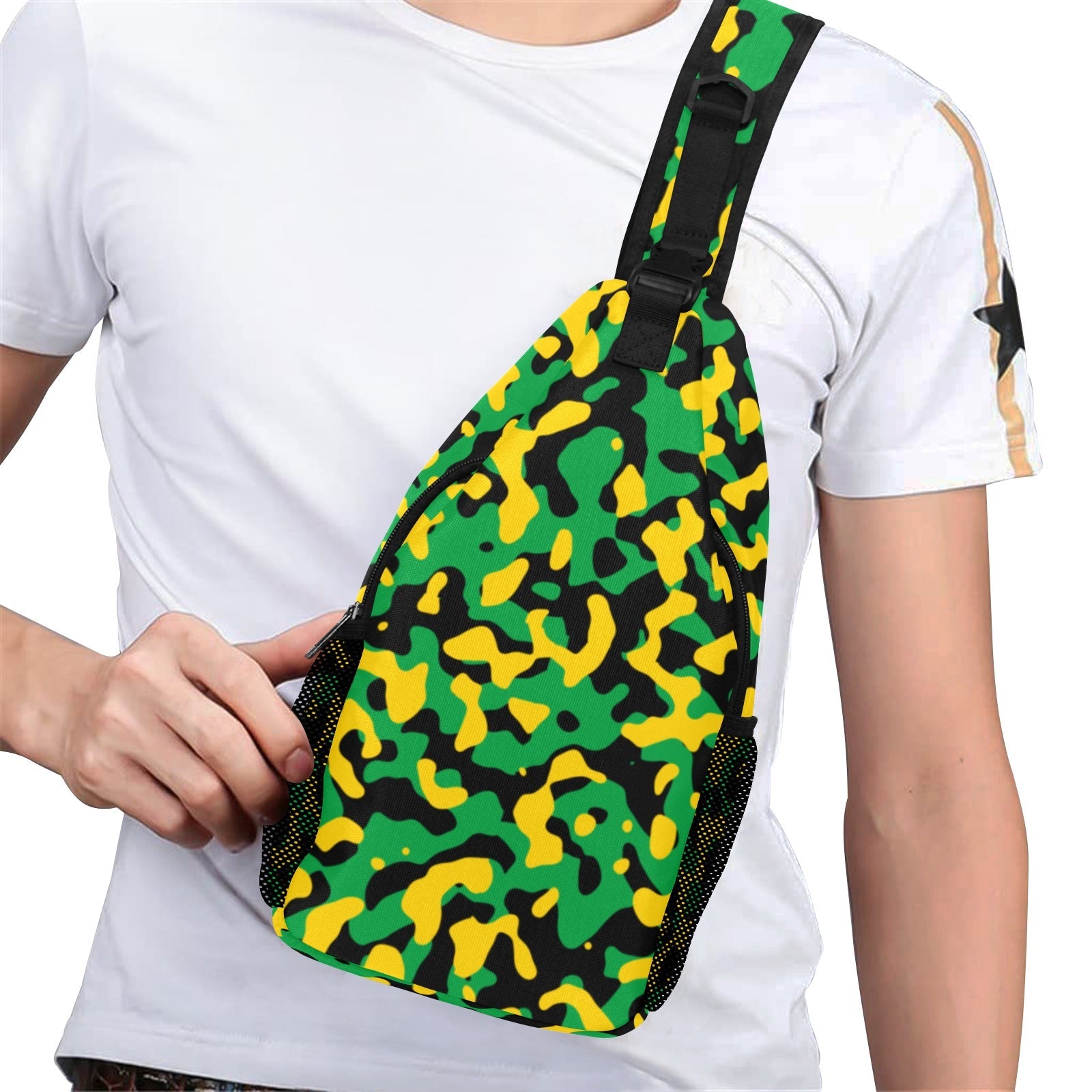 Jamaica Flag Camo Men's Casual Chest Bag - Conscious Apparel Store