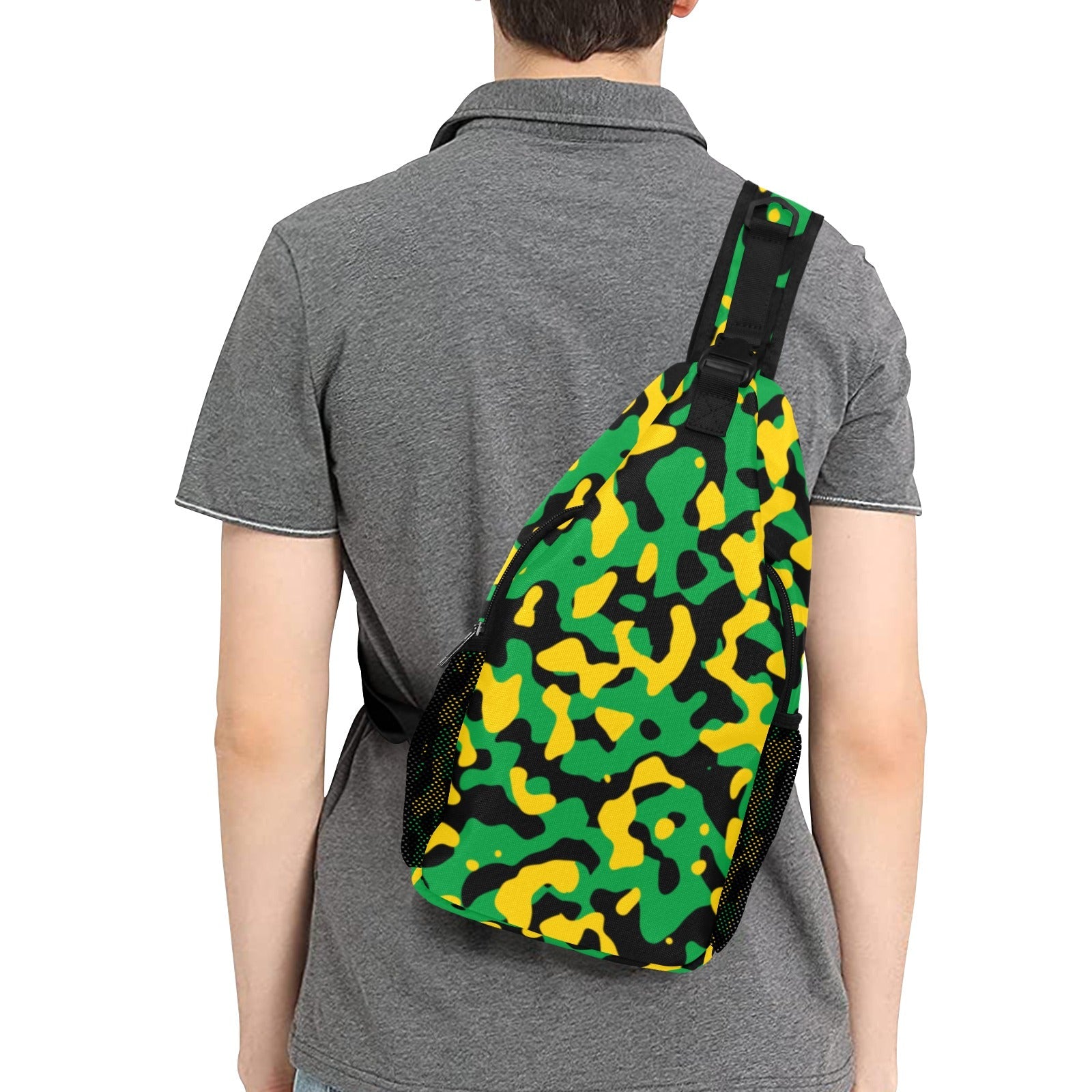 Jamaica Flag Camo Men's Casual Chest Bag - Conscious Apparel Store