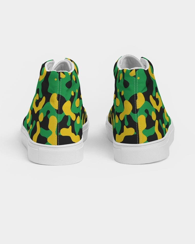 Jamaica Flag Camo Men's Hightop Canvas Shoe - Conscious Apparel Store