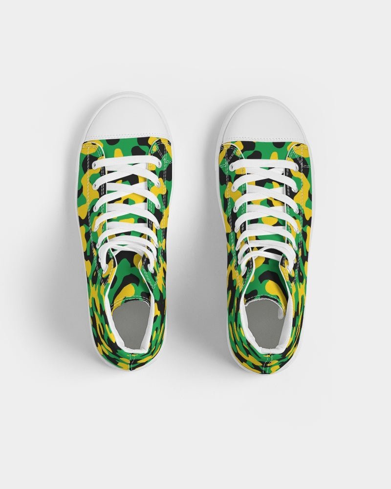 Jamaica Flag Camo Men's Hightop Canvas Shoe - Conscious Apparel Store