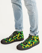 Jamaica Flag Camo Men's Hightop Canvas Shoe - Black - Conscious Apparel Store
