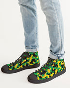 Jamaica Flag Camo Men's Hightop Canvas Shoe - Black - Conscious Apparel Store