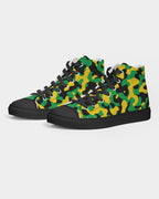 Jamaica Flag Camo Men's Hightop Canvas Shoe - Black - Conscious Apparel Store