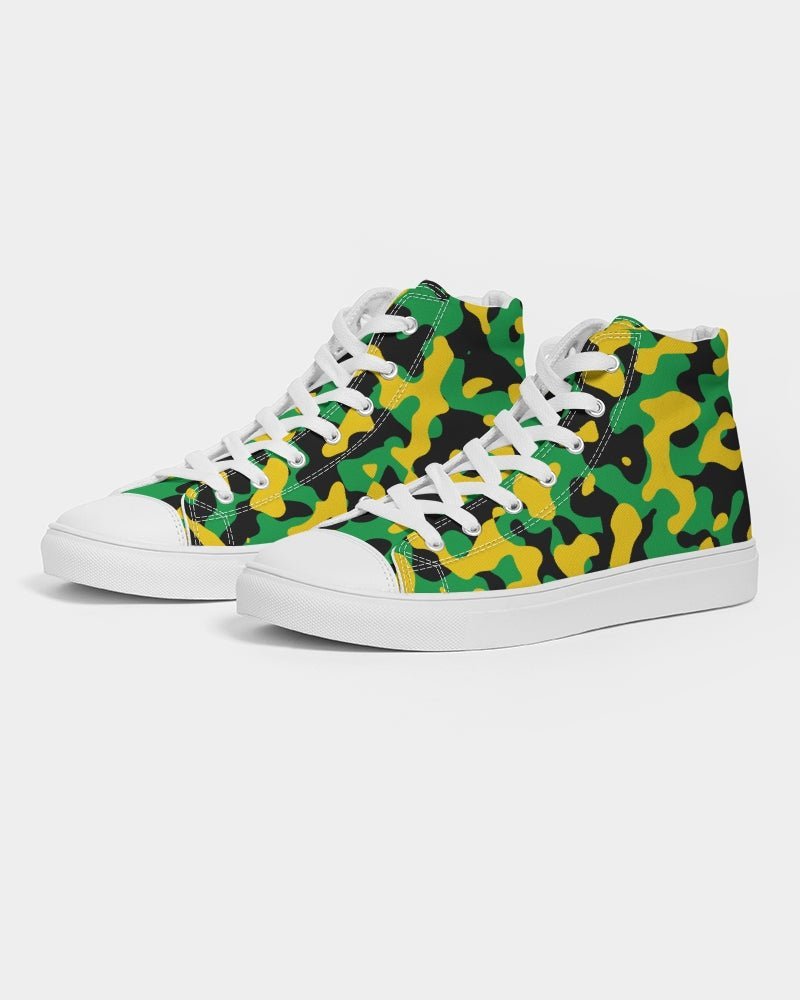 Jamaica Flag Camo Women's Hightop Canvas Shoe - Conscious Apparel Store