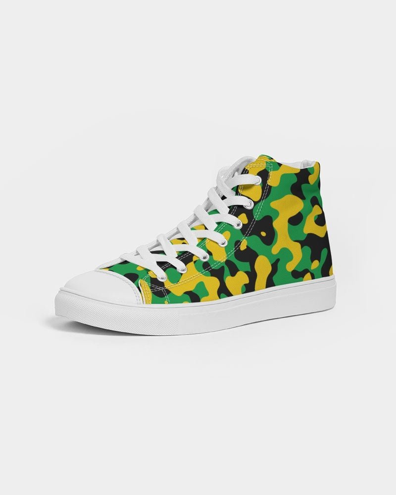 Jamaica Flag Camo Women's Hightop Canvas Shoe - Conscious Apparel Store