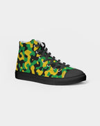 Jamaica Flag Camo Women's Hightop Canvas Shoe - Black - Conscious Apparel Store