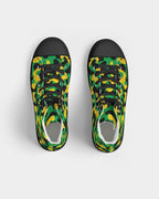 Jamaica Flag Camo Women's Hightop Canvas Shoe - Black - Conscious Apparel Store