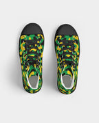 Jamaica Flag Camo Women's Hightop Canvas Shoe  - Black - Conscious Apparel Store