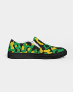 Jamaica Flag Camo Women's Slip - On Canvas Shoe - Black - Conscious Apparel Store