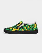 Jamaica Flag Camo Women's Slip-On Canvas Shoe - Black - Conscious Apparel Store