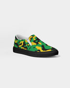 Jamaica Flag Camo Women's Slip-On Canvas Shoe - Black - Conscious Apparel Store