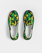 Jamaica Flag Camo Women's Slip - On Canvas Shoe - Black - Conscious Apparel Store
