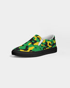 Jamaica Flag Camo Women's Slip-On Canvas Shoe - Black - Conscious Apparel Store
