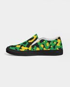 Jamaica Flag Camo Women's Slip - On Canvas Shoe - Black - Conscious Apparel Store
