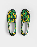 Jamaica Flag Camo Women's Slip-On Canvas Shoe - Black - Conscious Apparel Store