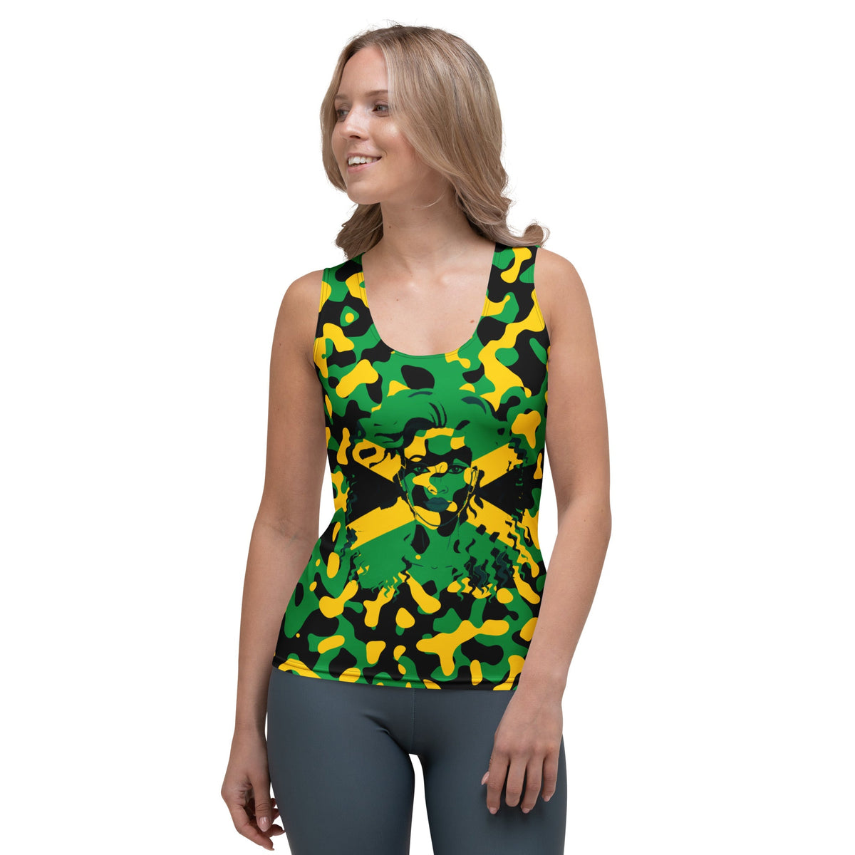 Jamaica Flag Camo Women's Tank Top - Conscious Apparel Store