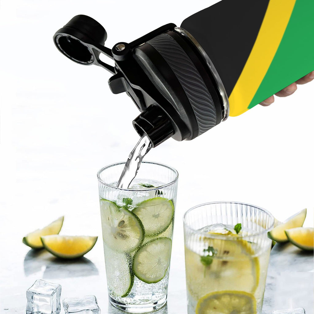Jamaica Flag Insulated Water Bottle with Dual - Use Lid (18oz) - Conscious Apparel Store