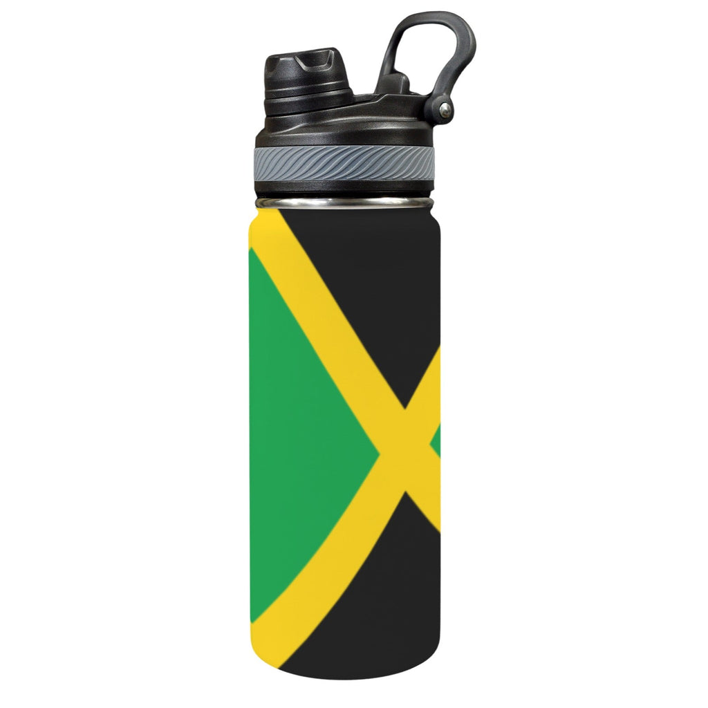 Jamaica Flag Insulated Water Bottle with Dual - Use Lid (18oz) - Conscious Apparel Store