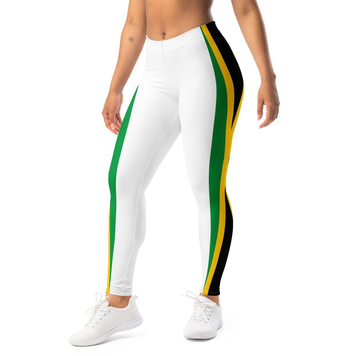 Jamaica Flag White Leggings - Conscious Apparel Store