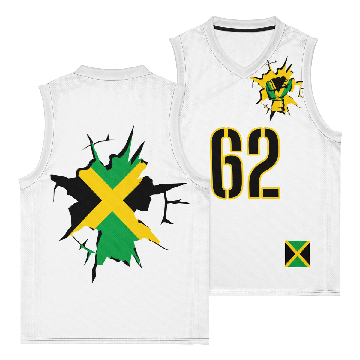 Jamaica Flag (White) Premium Sport Jersey Tank Top - Conscious Apparel Store