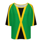 Jamaica Flag Women’s Loose Half-Sleeve Boat Neck T-Shirt - Conscious Apparel Store