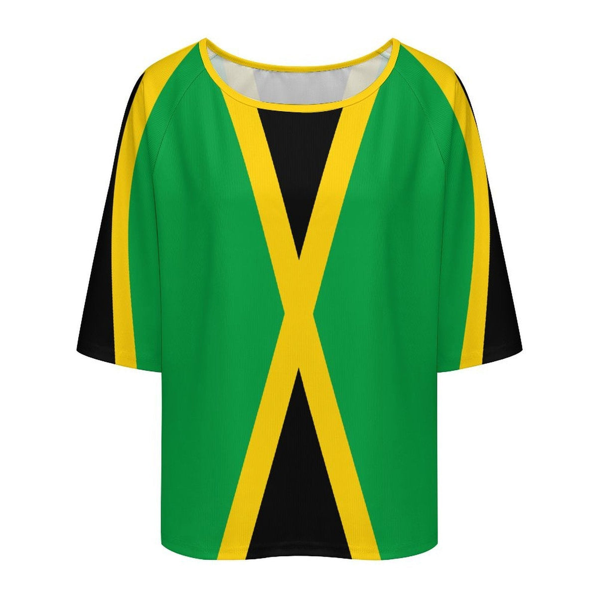 Jamaica Flag Women’s Loose Half-Sleeve Boat Neck T-Shirt - Conscious Apparel Store