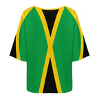Jamaica Flag Women’s Loose Half-Sleeve Boat Neck T-Shirt - Conscious Apparel Store