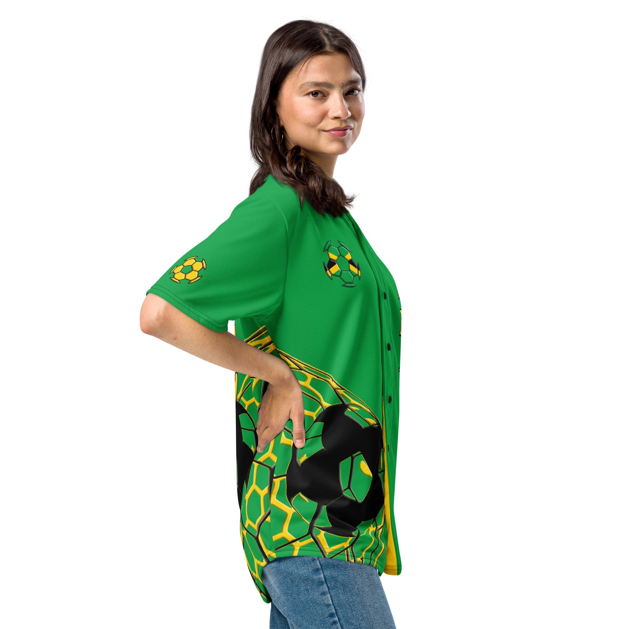Jamaica Football Themed Button-Down Sport Jersey - Conscious Apparel Store