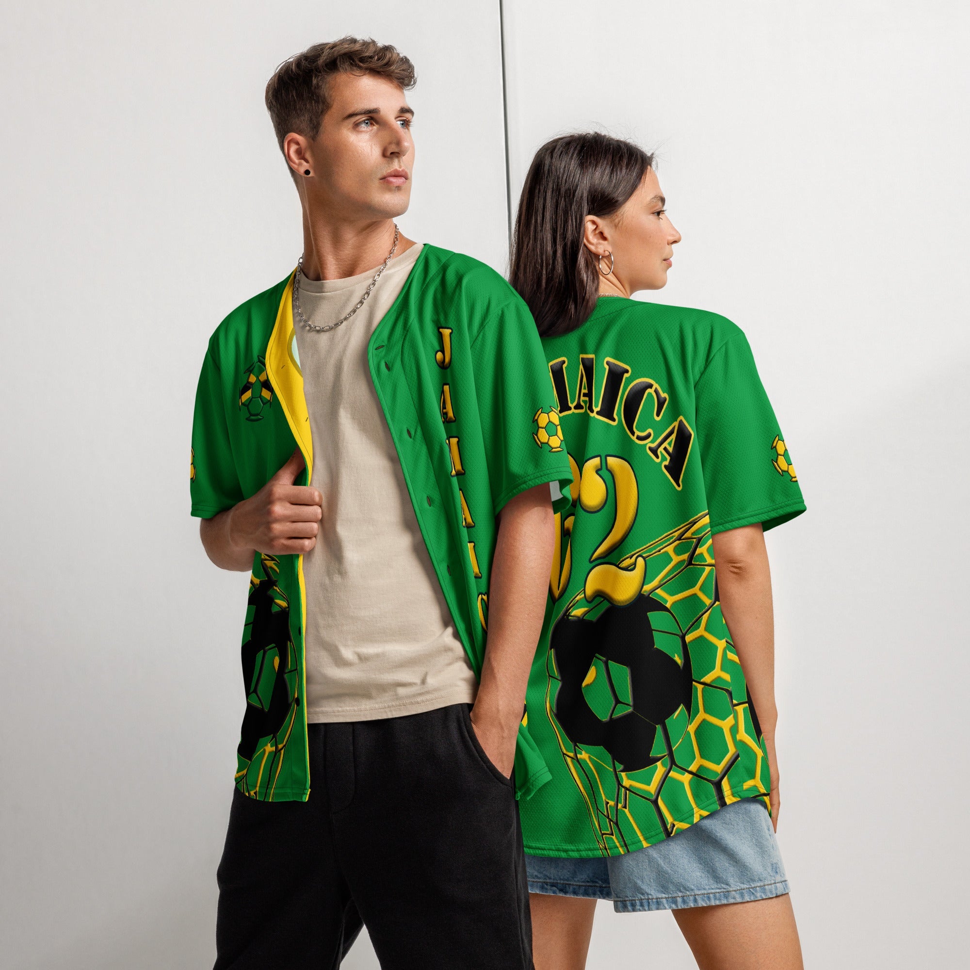 Jamaica Football Themed Button-Down Sport Jersey - Conscious Apparel Store