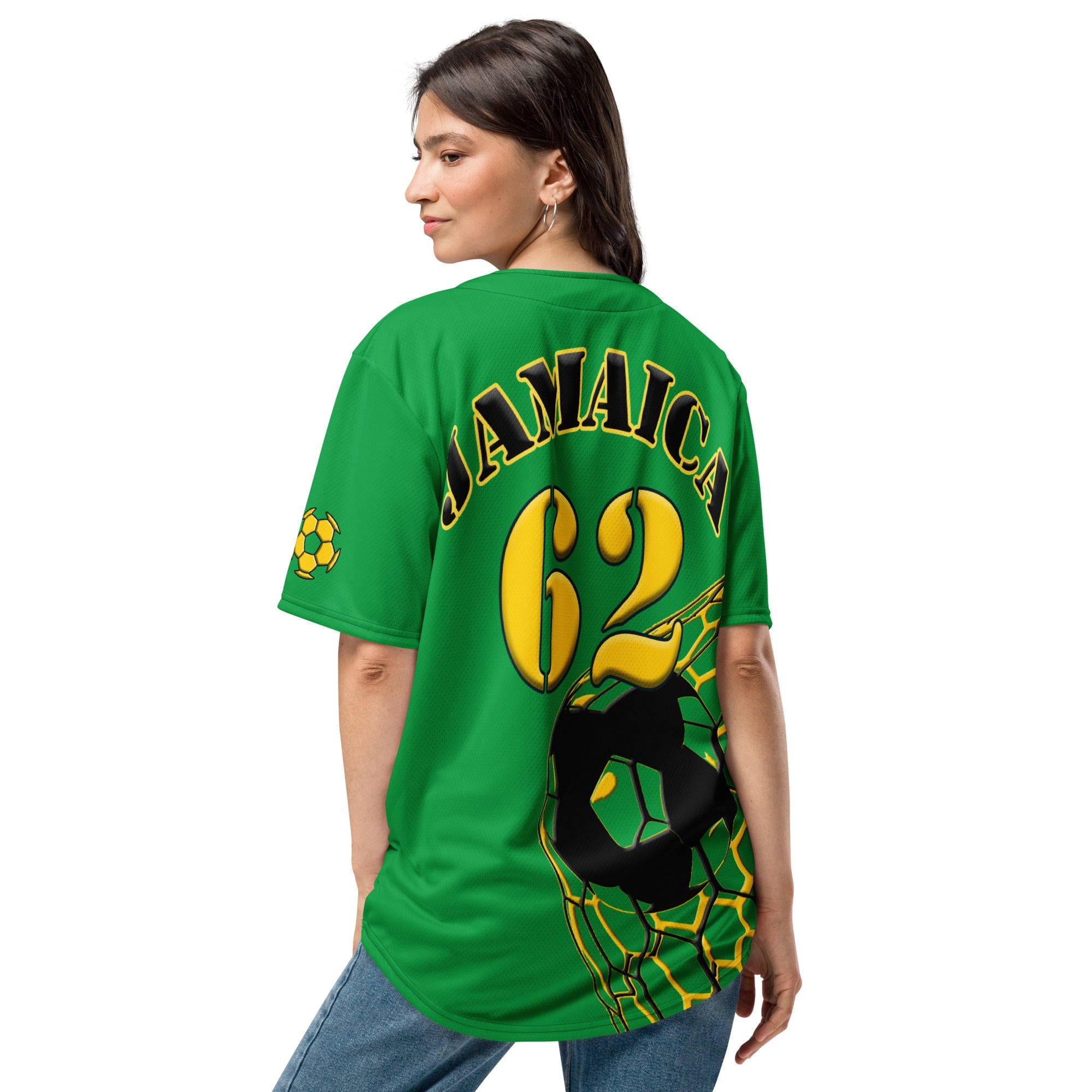 Jamaica Football Themed Button-Down Sport Jersey - Conscious Apparel Store