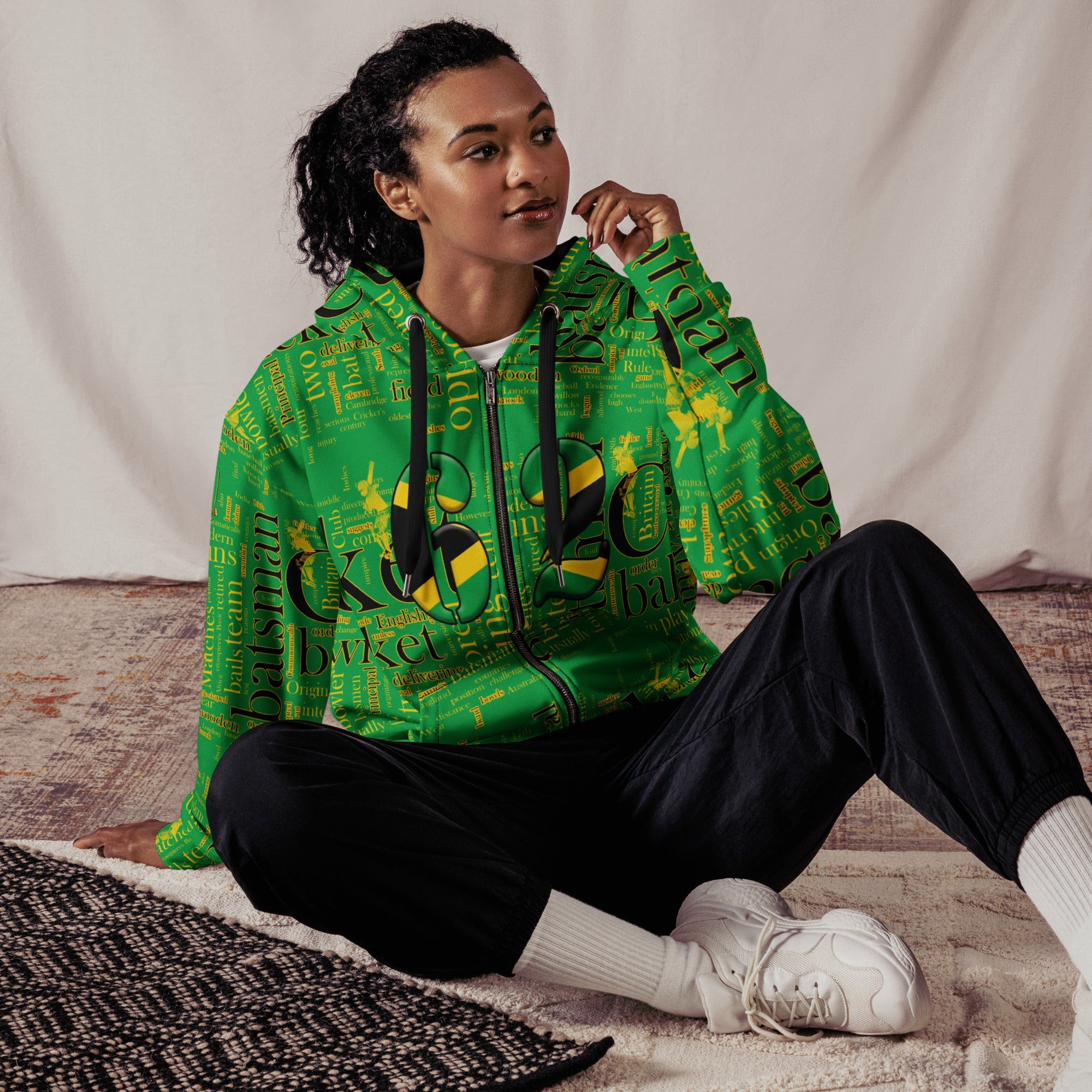 Jamaica (WI) Cricket Unisex zip hoodie - Conscious Apparel Store