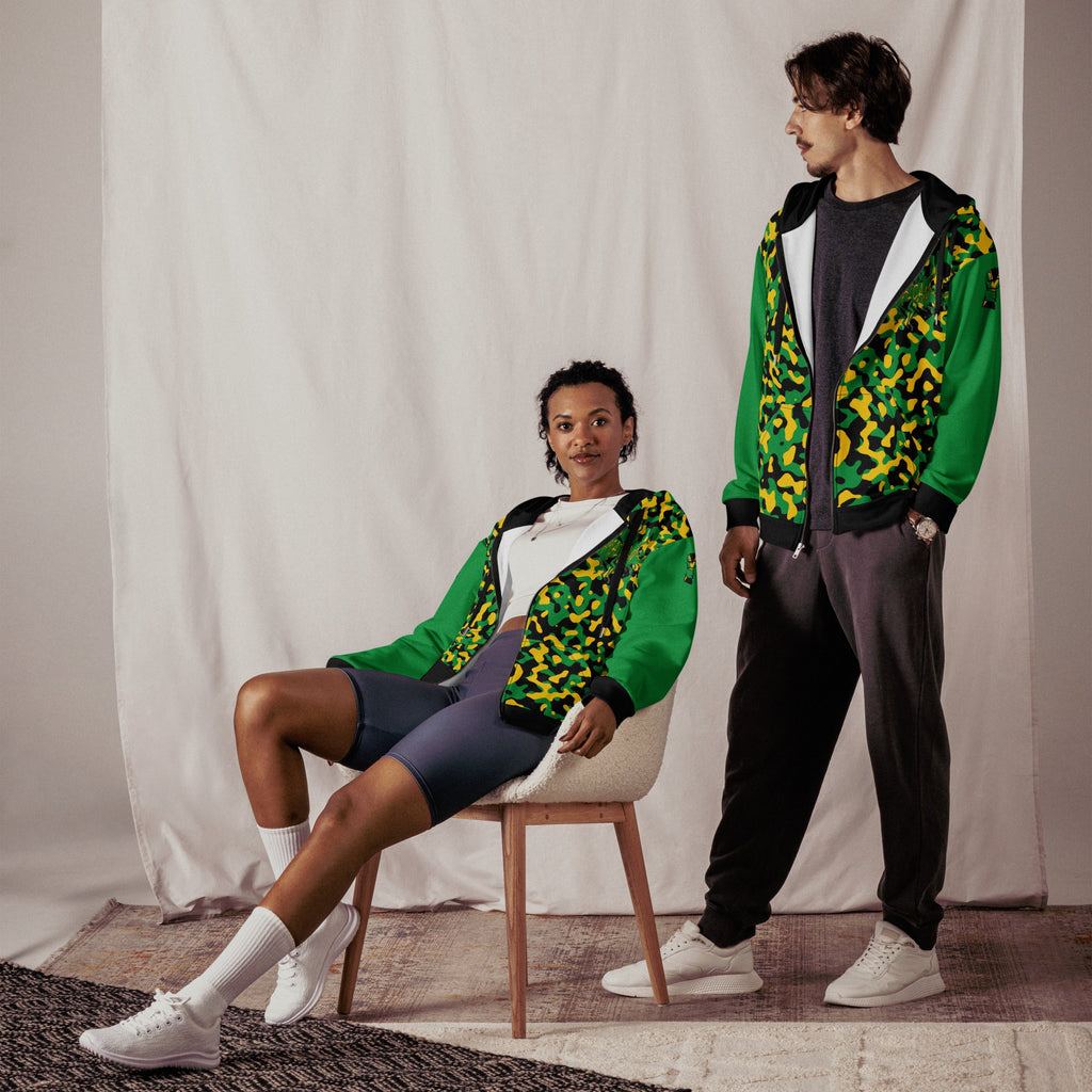 Jamaican Flag Camo Unisex zip hoodie - Conscious Apparel Store
