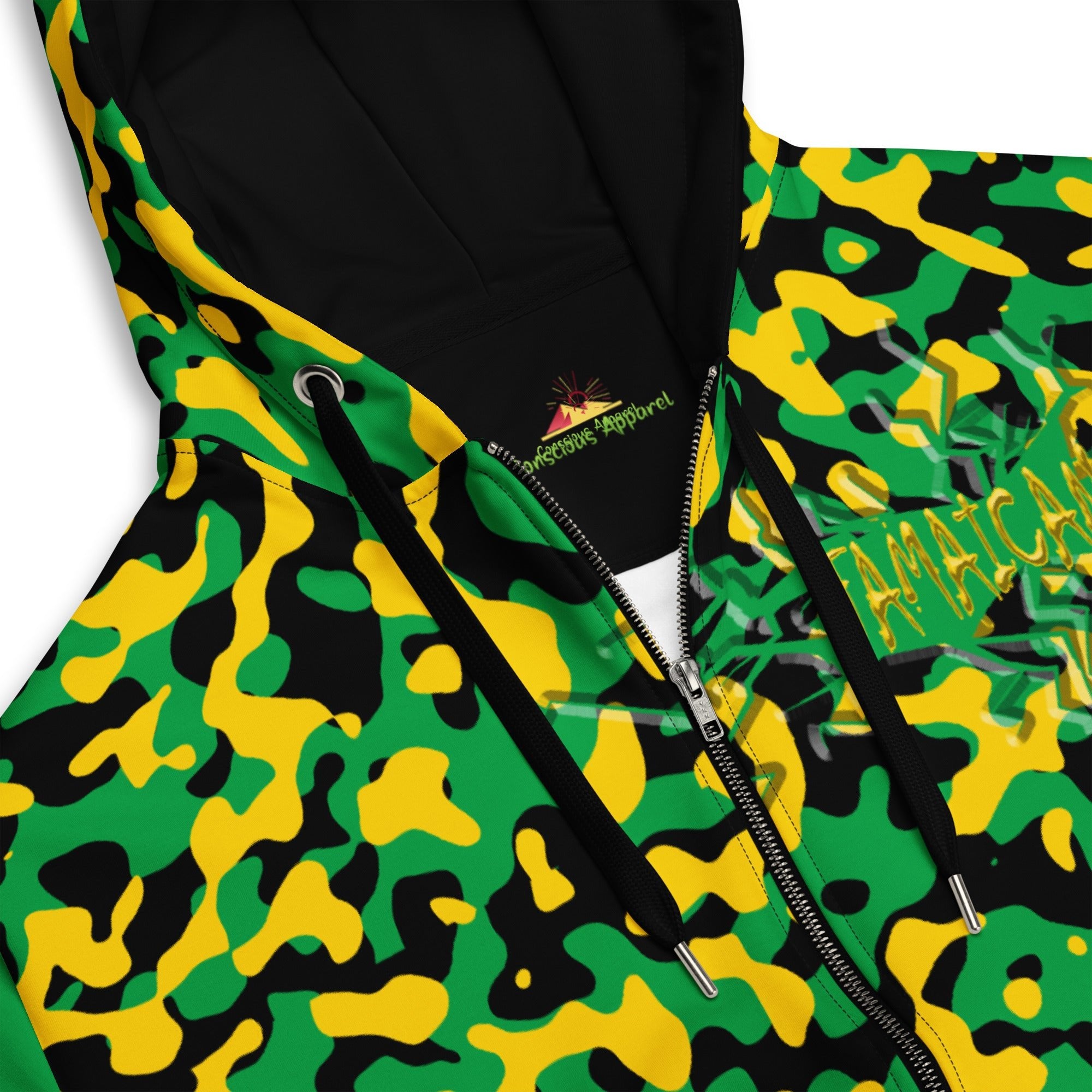 Jamaican Flag Camo Unisex zip hoodie - Conscious Apparel Store