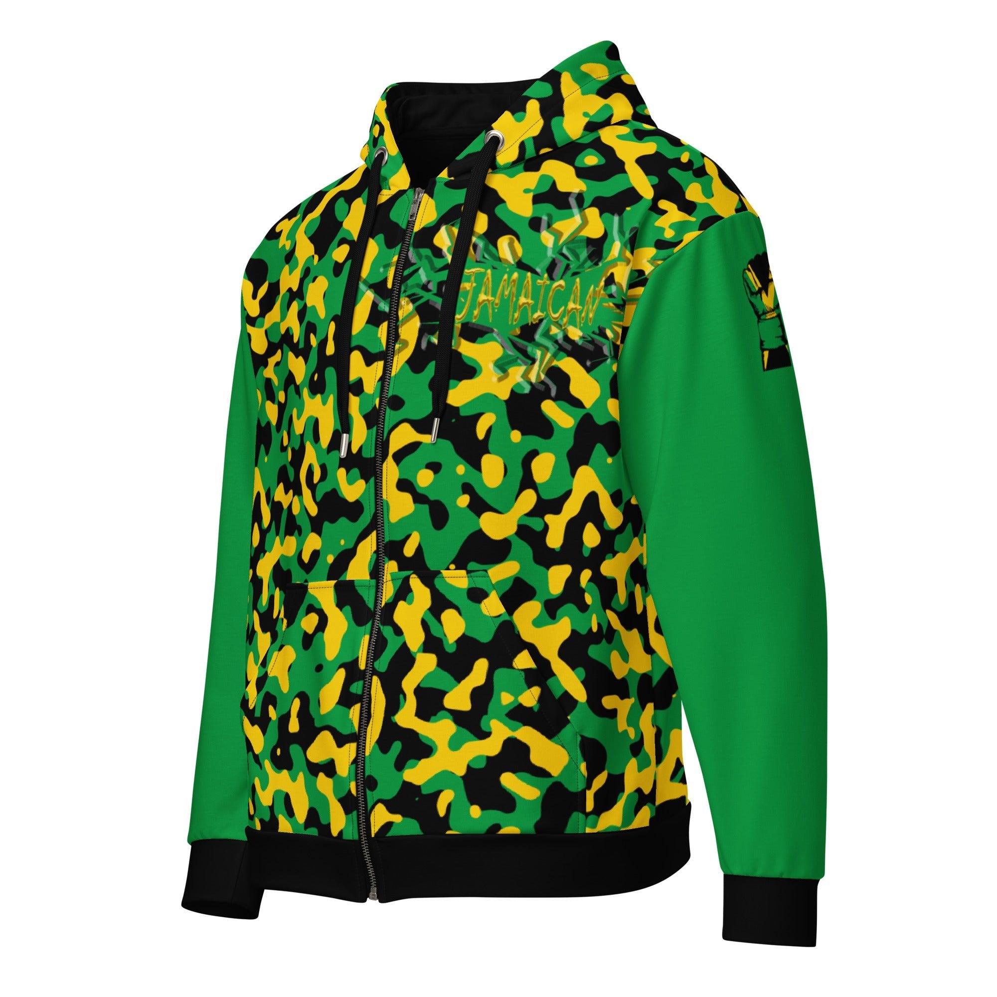 Jamaican Flag Camo Unisex zip hoodie - Conscious Apparel Store