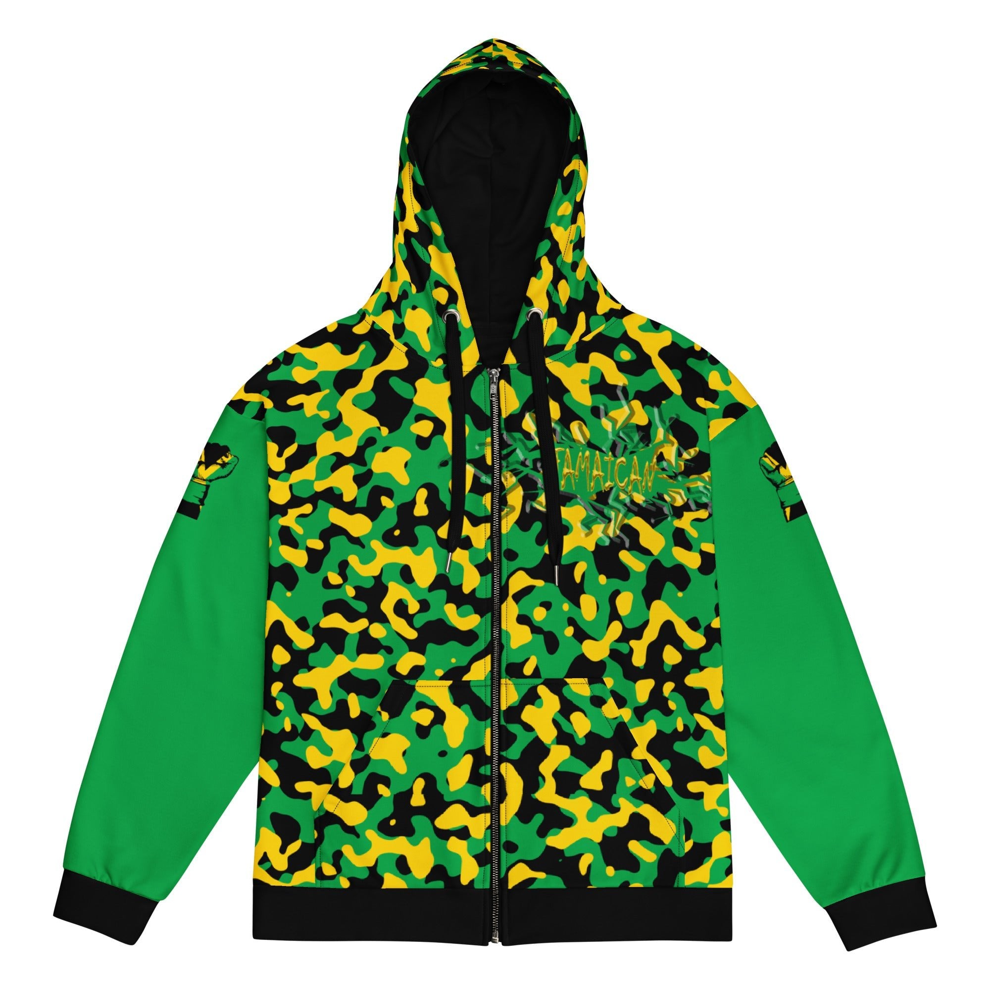 Jamaican Flag Camo Unisex zip hoodie - Conscious Apparel Store