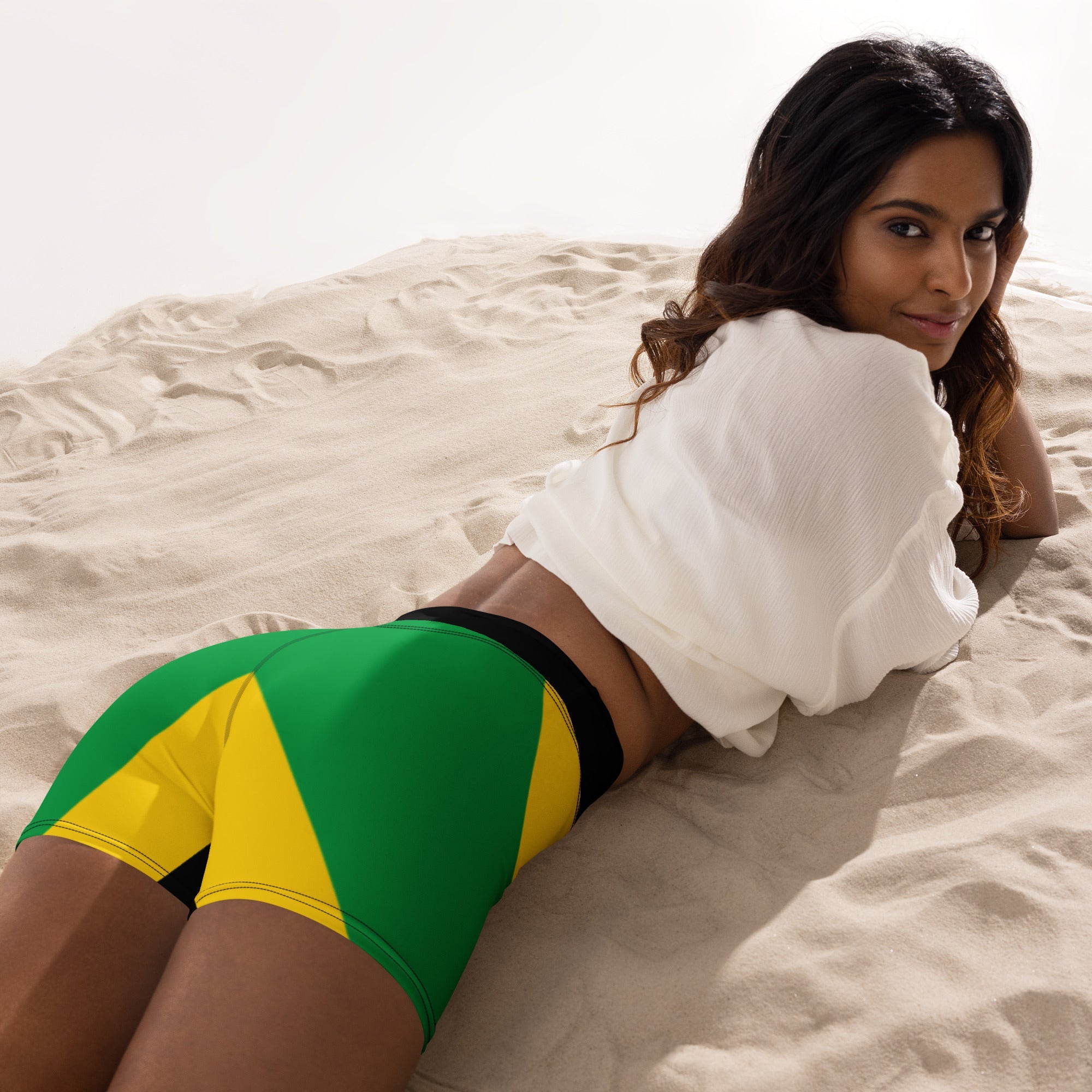 Jamaican Flag Yoga Shorts - Conscious Apparel Store