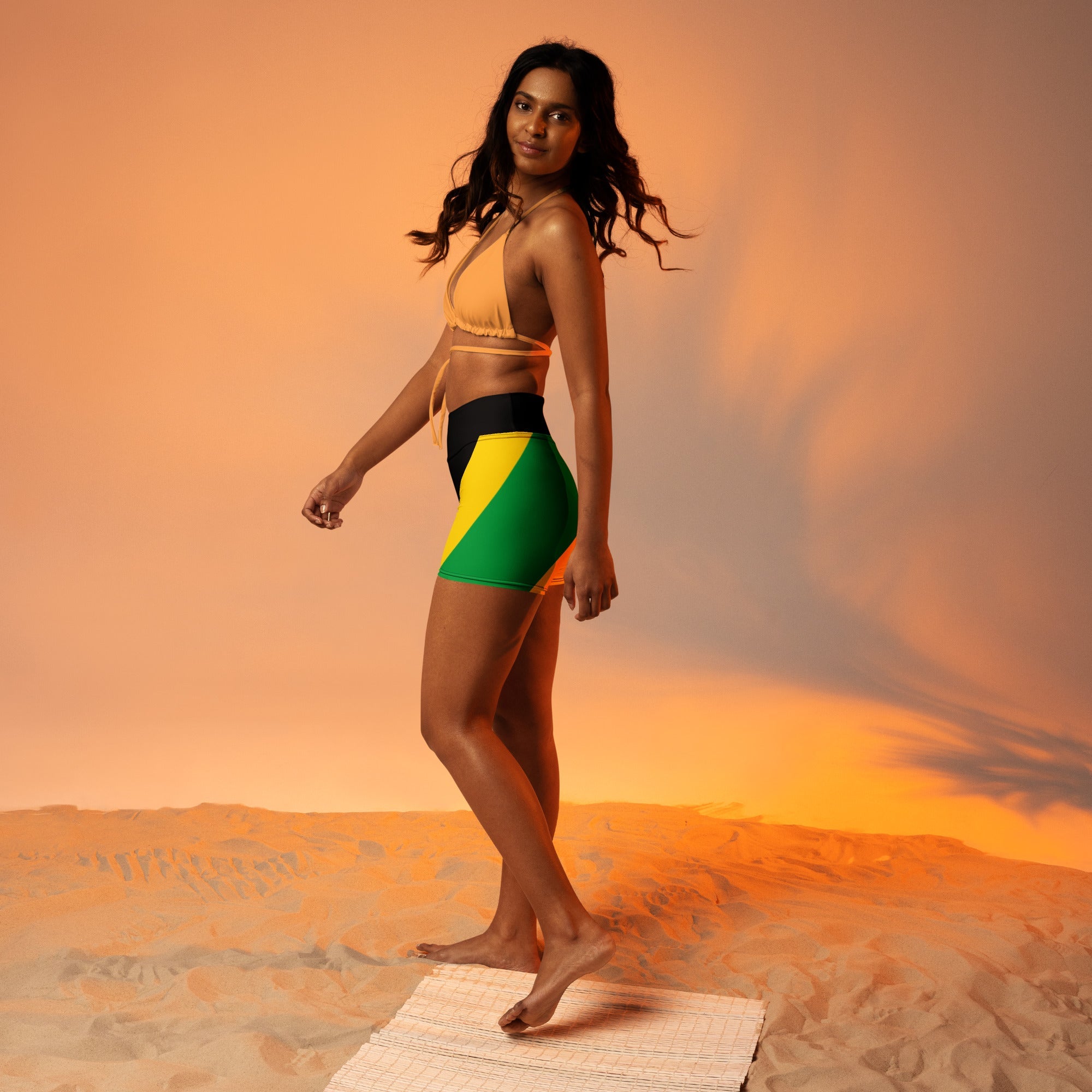 Jamaican Flag Yoga Shorts - Conscious Apparel Store