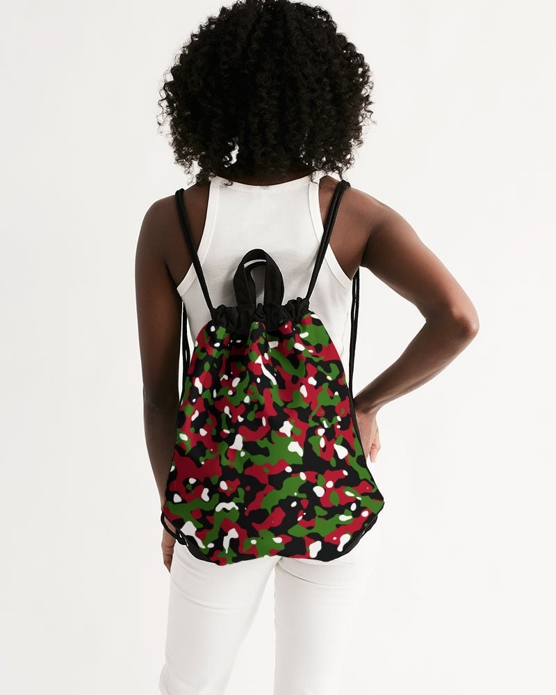 Kenya Flag Camo Canvas Drawstring Bag - Conscious Apparel Store