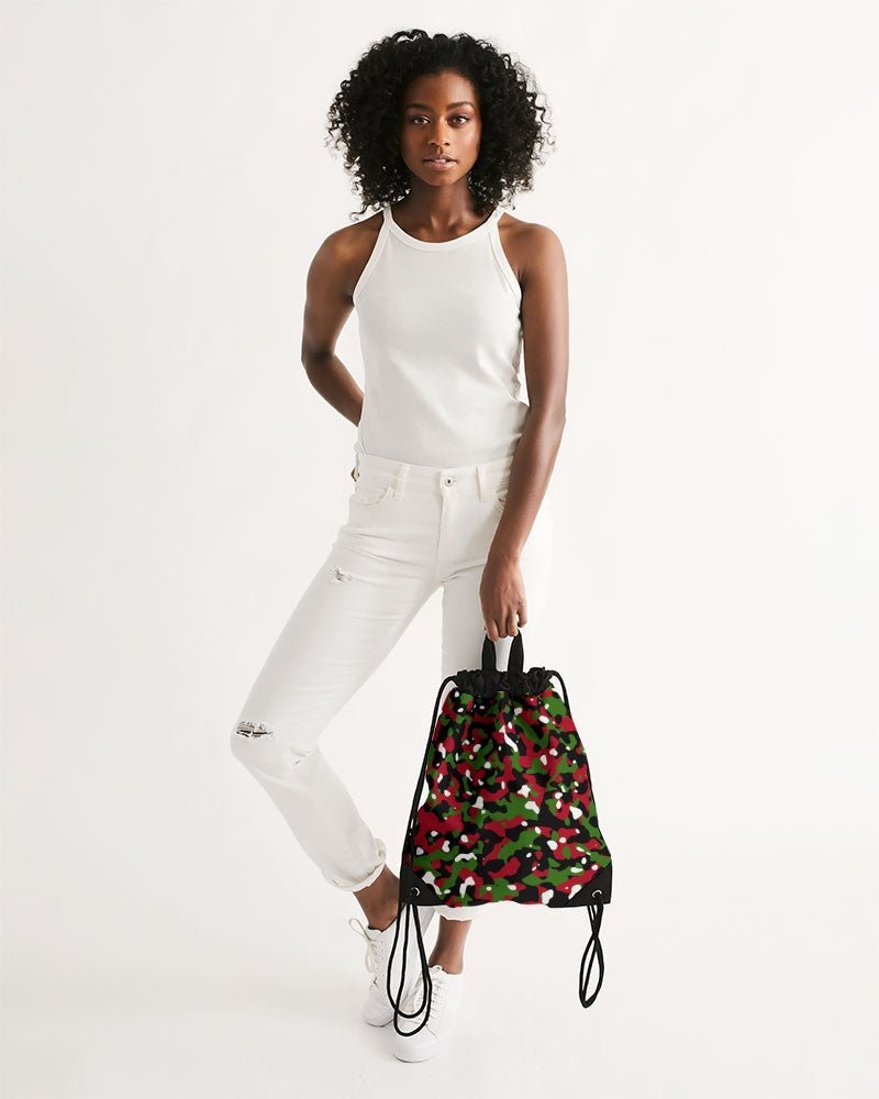 Kenya Flag Camo Canvas Drawstring Bag - Conscious Apparel Store