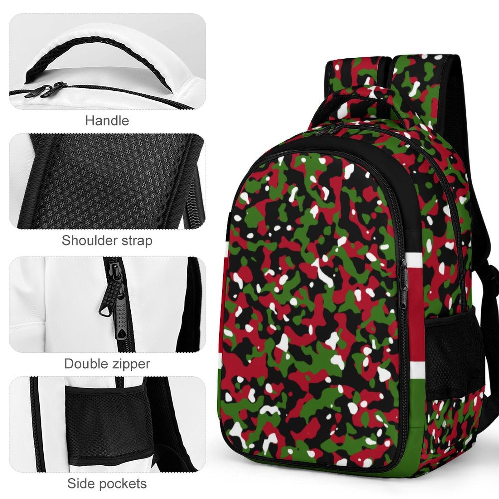 Kenya Flag Camo Casual Backpack - Conscious Apparel Store