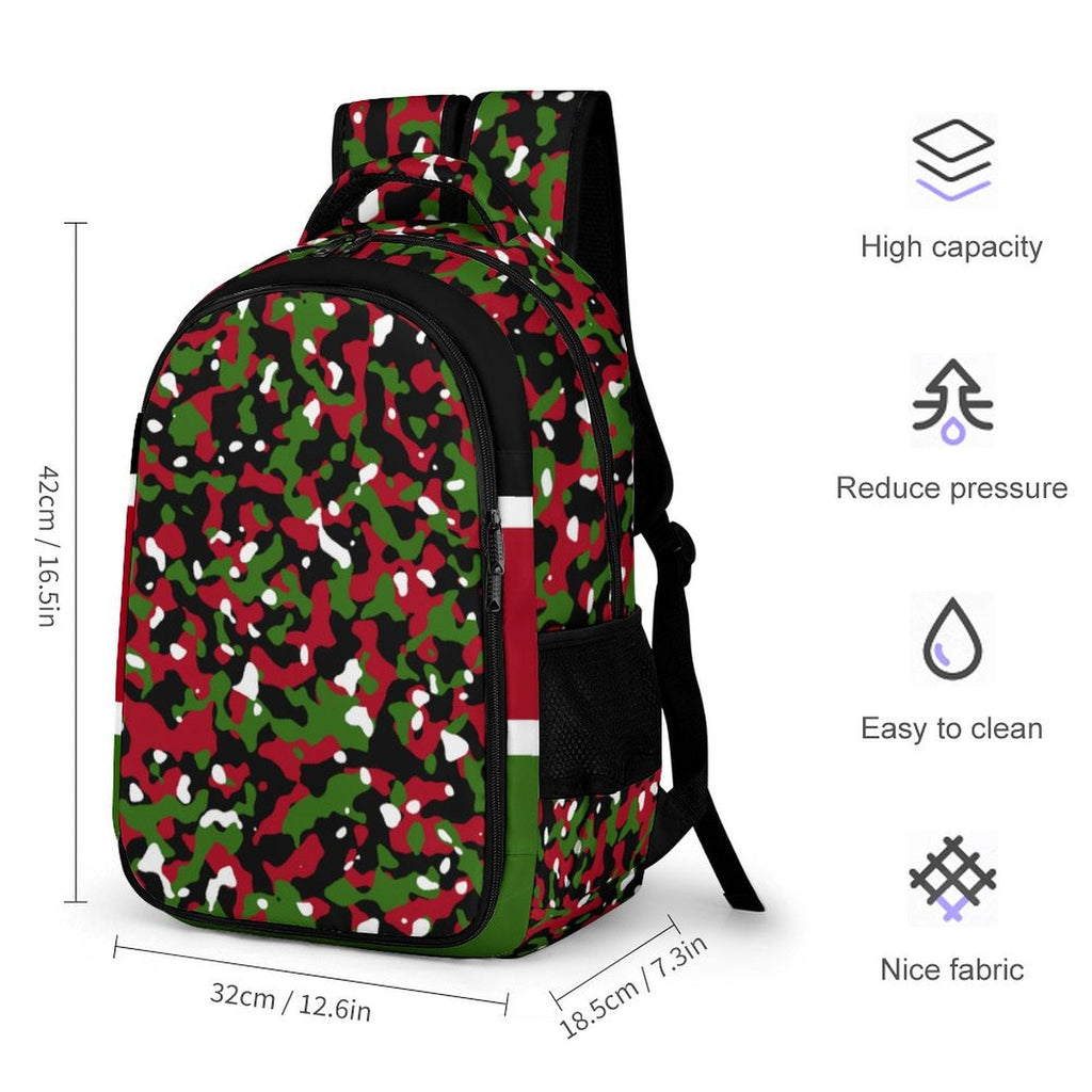 Kenya Flag Camo Casual Backpack - Conscious Apparel Store