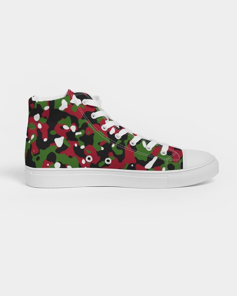 Kenya Flag Camo Men's Hightop Canvas Shoe - Conscious Apparel Store