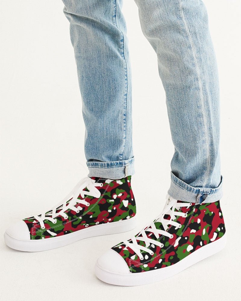 Kenya Flag Camo Men's Hightop Canvas Shoe - Conscious Apparel Store