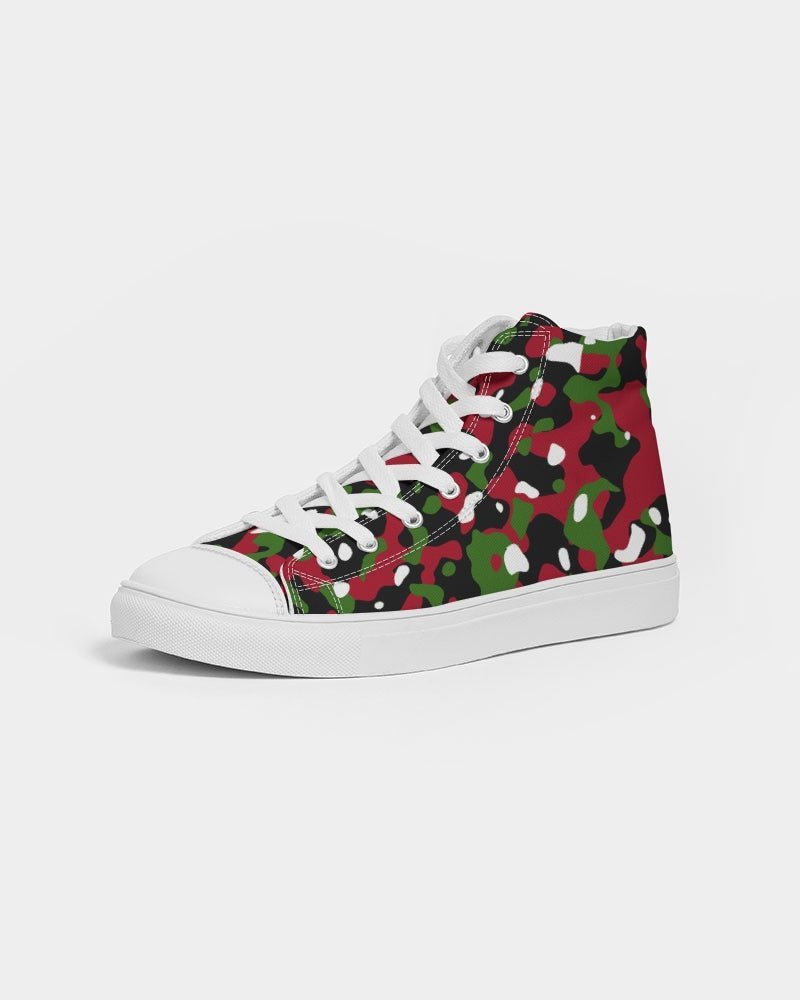 Kenya Flag Camo Men's Hightop Canvas Shoe - Conscious Apparel Store