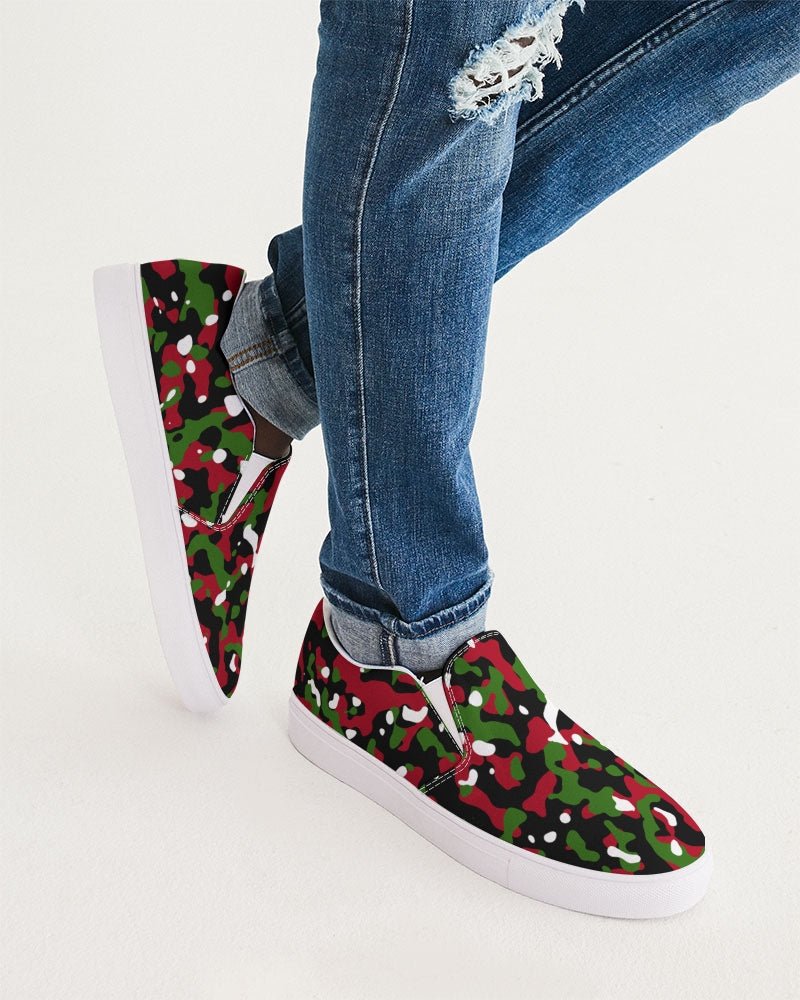 Kenya Flag Camo Men's Slip - On Canvas Shoe - Conscious Apparel Store