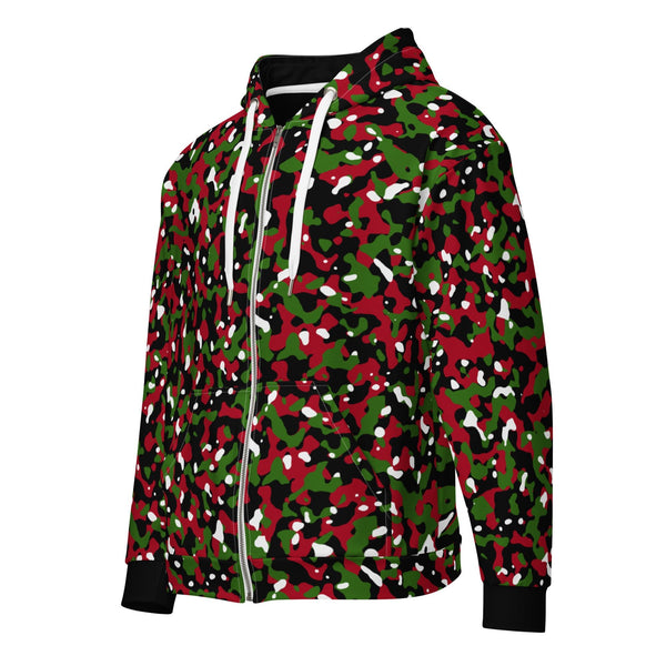 Kenya Flag Camo Unisex zip hoodie - Conscious Apparel Store